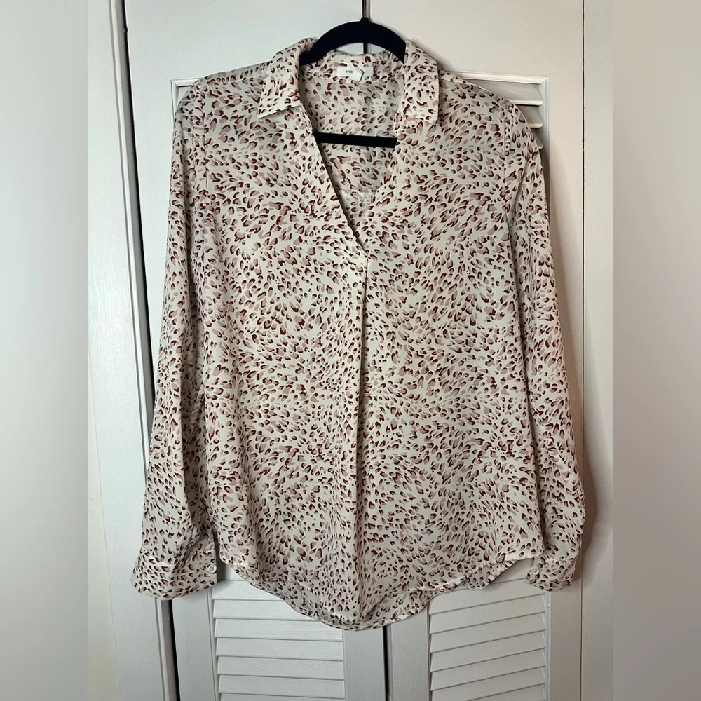 Maurices Burgundy Floral and Cream Leopard Blouses - Picture 5 of 9